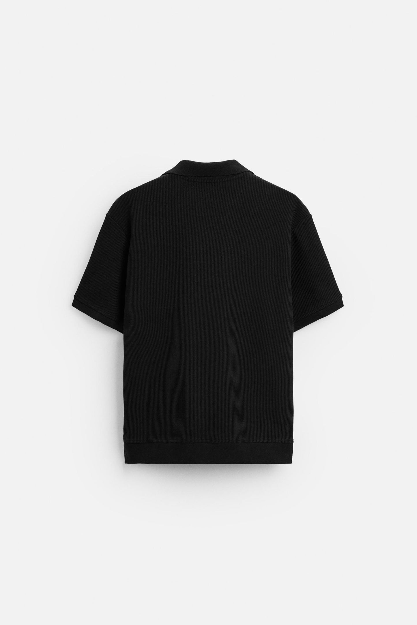 Cotton ribbed polo black
